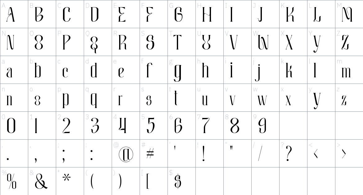 Molika Font font Character Map